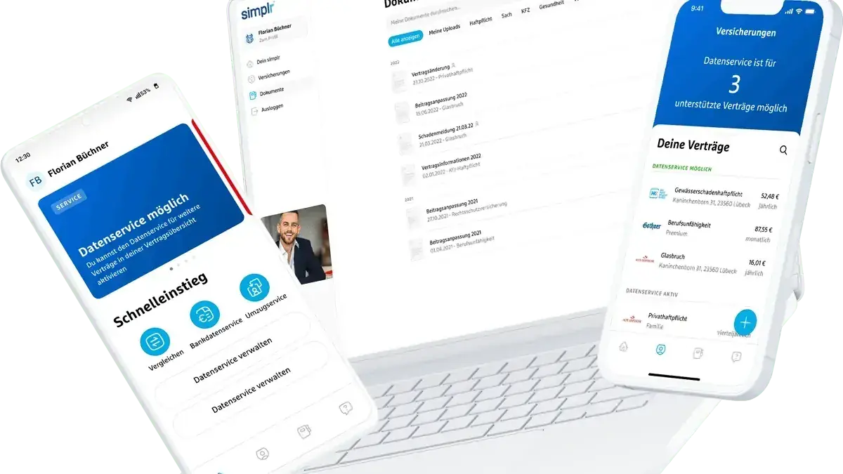 Versicherungs-App simplr auf verschiedenen Plattformen